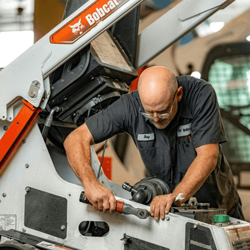 Service team member working in shop